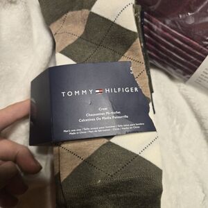 Tommy Hilfiger Green and Tan Argyle Crew Socks